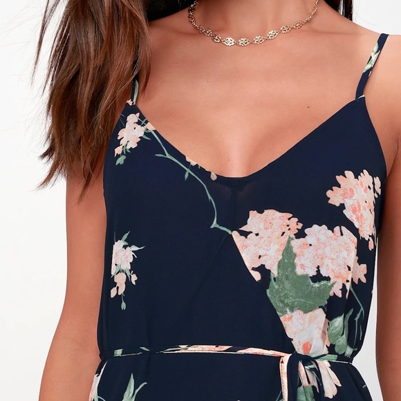 Lulus Feeling Freesia Navy Blue Floral Print Maxi Dress - Picture 4 of 15